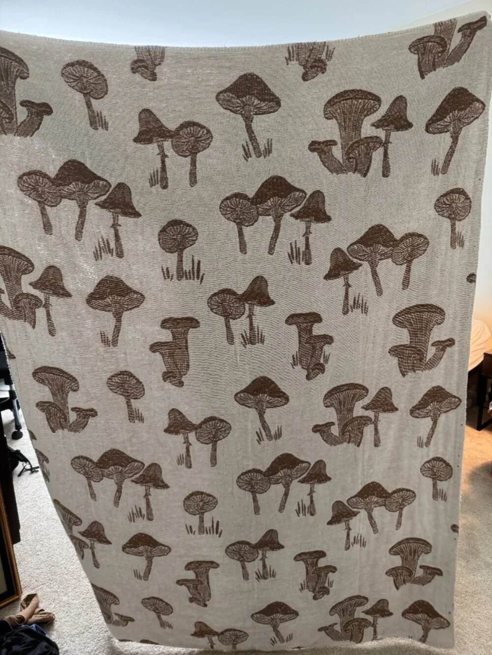 Lightweight Mushroom Brown and Cream Reversible Throw Blanket